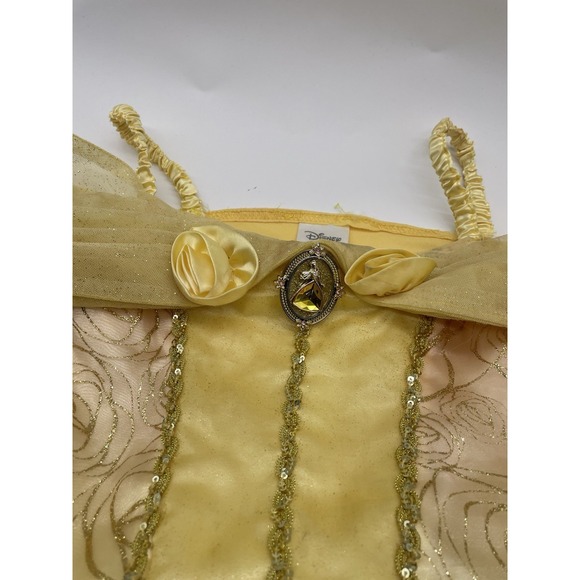 Disney Store Belle Size 10 Big Girls DELUXE Rose Ball Gown Dress Beauty & Beast - Picture 3 of 8